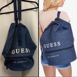 Guess Bag Denim Backpack Tote NWOT Blue